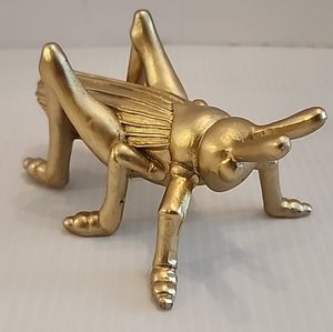 Grasshopper Gold Color Resin Shelf Sitter Figure Figurine 5" Length & 2.5" Tall